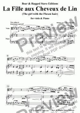 page one of The Girl with the Flaxen Hair for viola solo & piano