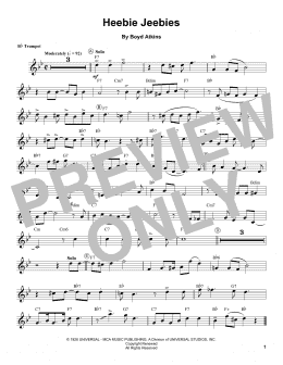 page one of Heebie Jeebies (Trumpet Transcription)