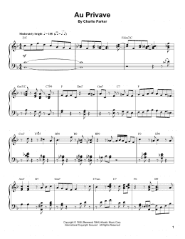 page one of Au Privave (Piano Transcription)
