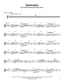 page one of Epistrophy (Tenor Sax Transcription)