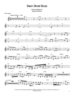 page one of Basin Street Blues (Trumpet Transcription)