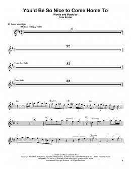 page one of You'd Be So Nice To Come Home To (Tenor Sax Transcription)