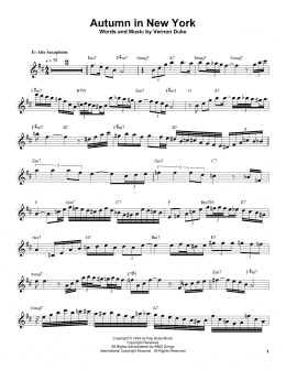 page one of Autumn In New York (Tenor Sax Transcription)