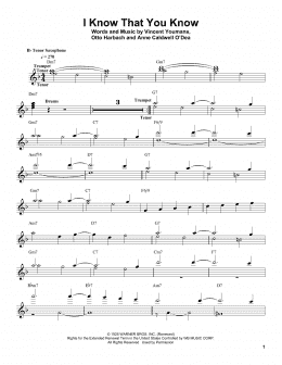page one of I Know That You Know (Tenor Sax Transcription)