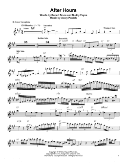 page one of After Hours (Tenor Sax Transcription)