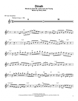 page one of Dinah (Tenor Sax Transcription)
