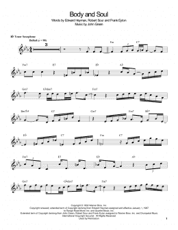page one of Body And Soul (Tenor Sax Transcription)