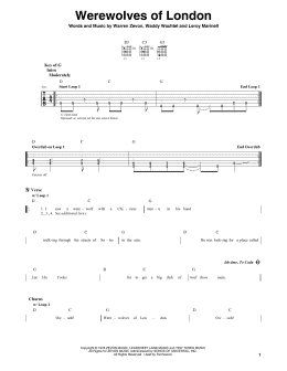 page one of Werewolves Of London (Guitar Lead Sheet)