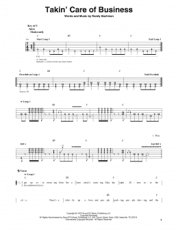 page one of Takin' Care Of Business (Guitar Lead Sheet)