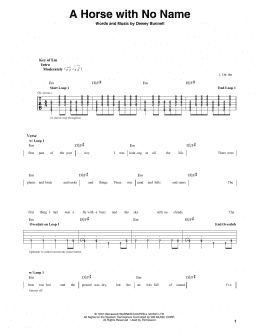 page one of A Horse With No Name (Guitar Lead Sheet)