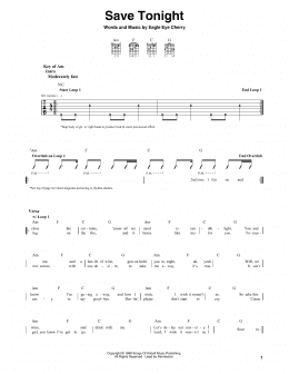 page one of Save Tonight (Guitar Lead Sheet)