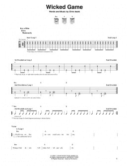 page one of Wicked Game (Guitar Lead Sheet)