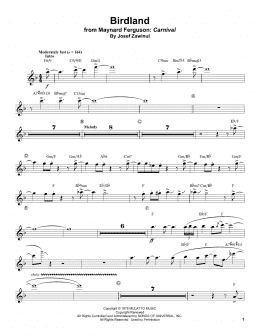 page one of Birdland (Trumpet Transcription)