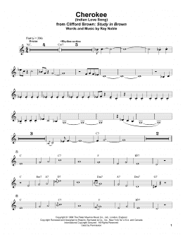 page one of Cherokee (Indian Love Song) (Trumpet Transcription)