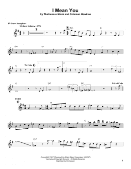 page one of I Mean You (Tenor Sax Transcription)