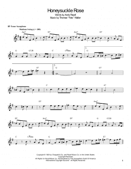 page one of Honeysuckle Rose (Tenor Sax Transcription)