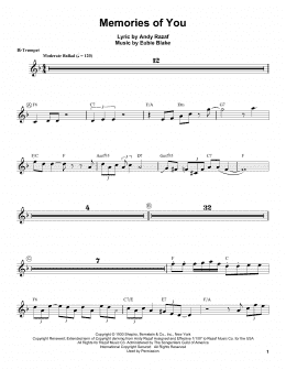 page one of Memories Of You (Trumpet Transcription)