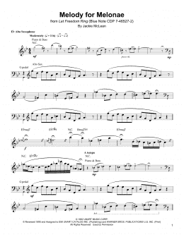 page one of Melody For Melonae (Alto Sax Transcription)