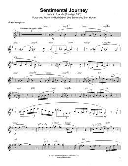 page one of Sentimental Journey (Alto Sax Transcription)