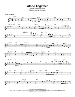 page one of Alone Together (Alto Sax Transcription)