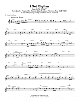 page one of I Got Rhythm (Tenor Sax Transcription)