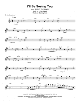 page one of I'll Be Seeing You (Alto Sax Transcription)