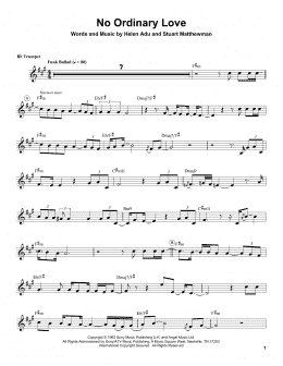 page one of No Ordinary Love (Trumpet Transcription)