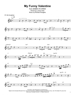 page one of My Funny Valentine (Alto Sax Transcription)