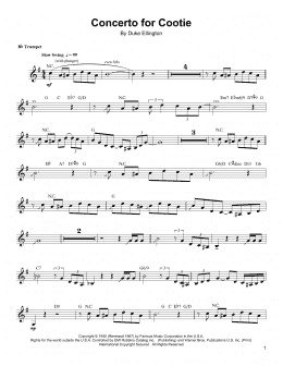 page one of Concerto For Cootie (Trumpet Transcription)
