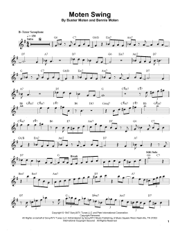 page one of Moten Swing (Tenor Sax Transcription)