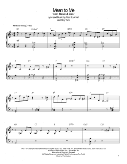 page one of Mean To Me (from Love Me Or Leave Me) (Piano Transcription)