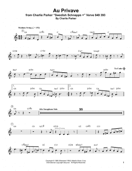 page one of Au Privave (Trumpet Transcription)