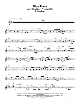 page one of Blue Haze (Trumpet Transcription)