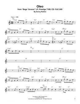 page one of Oleo (Trumpet Transcription)