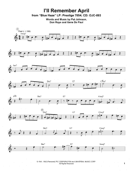 page one of I'll Remember April (Trumpet Transcription)