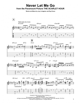 page one of Never Let Me Go (Solo Guitar Tab)