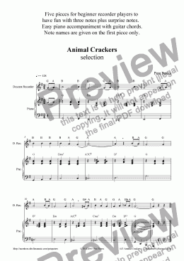 page one of Animal Quackers [5 pieces for beginner recorder or flute]