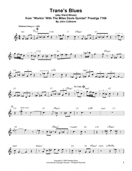 page one of Trane's Blues (Trumpet Transcription)