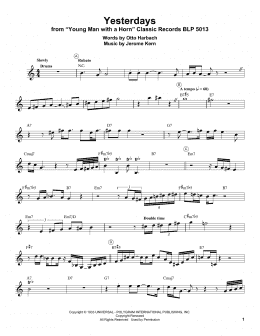 page one of Yesterdays (Trumpet Transcription)