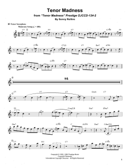 page one of Tenor Madness (Tenor Sax Transcription)