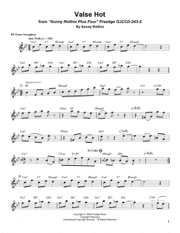 page one of Valse Hot (Tenor Sax Transcription)