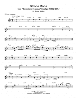 page one of Strode Rode (Tenor Sax Transcription)