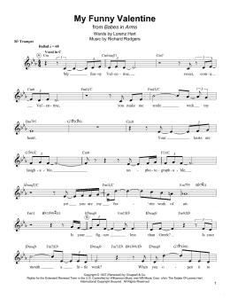 page one of My Funny Valentine (Trumpet Transcription)