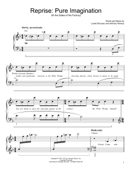 page one of Reprise: Pure Imagination (At the Gates of the Factory) (Easy Piano)