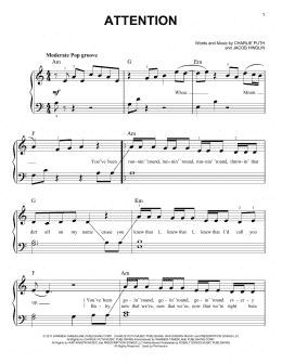 page one of Attention (Very Easy Piano)