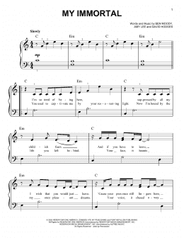 page one of My Immortal (Very Easy Piano)