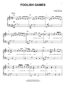 page one of Foolish Games (Very Easy Piano)