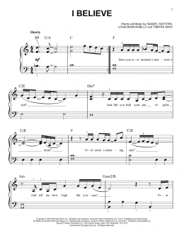 page one of I Believe (Very Easy Piano)