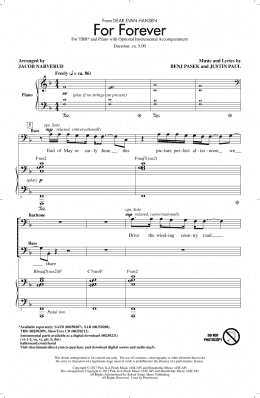 page one of For Forever (from Dear Evan Hansen) (arr. Jacob Narverud) (TBB Choir)