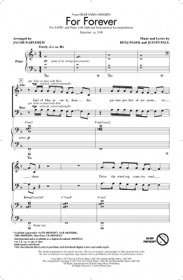 page one of For Forever (from Dear Evan Hansen) (arr. Jacob Narverud) (SATB Choir)